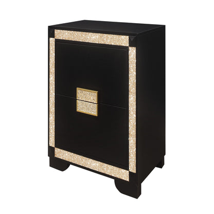 Lively - Nightstand With Glitter Detail And Thick Bar Handle Hardware - Black