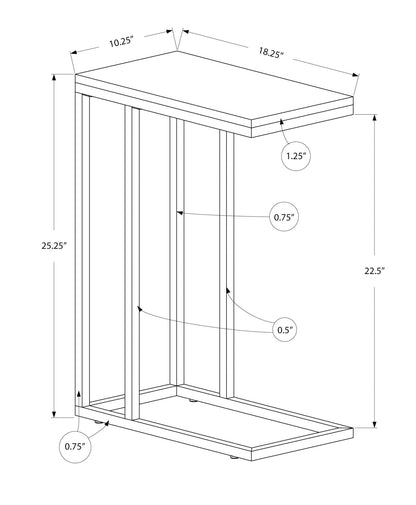Accent Table, C - Shaped, Tempered Glass, Stylish Design Contemporary & Modern