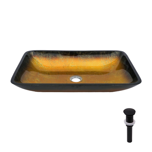 Gradient Tempered Glass Vessel Sink With Pop-Up Drain