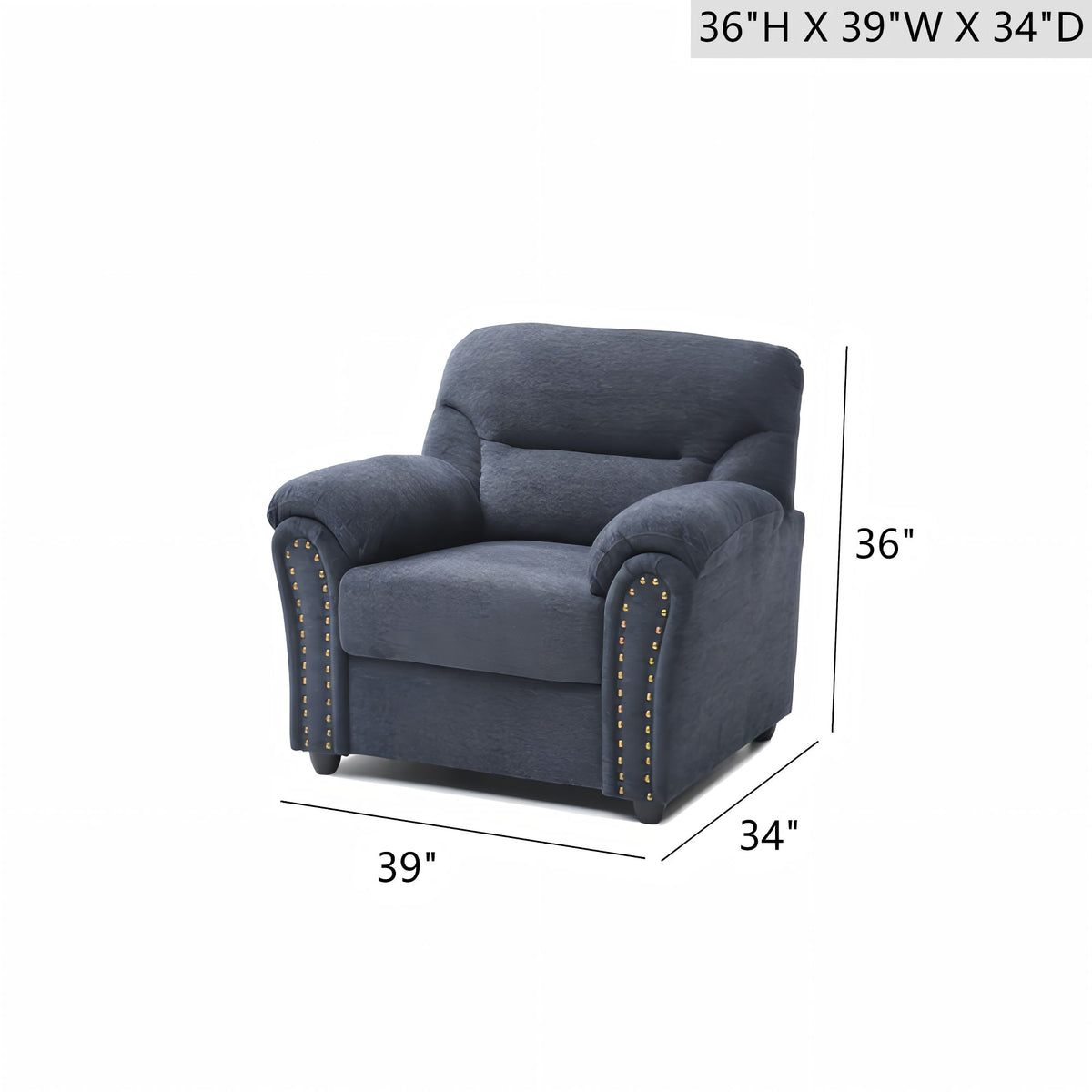 Hamilton - Chair With Hand Applied Nailhead Trim And Pillow Top Arm Cushions