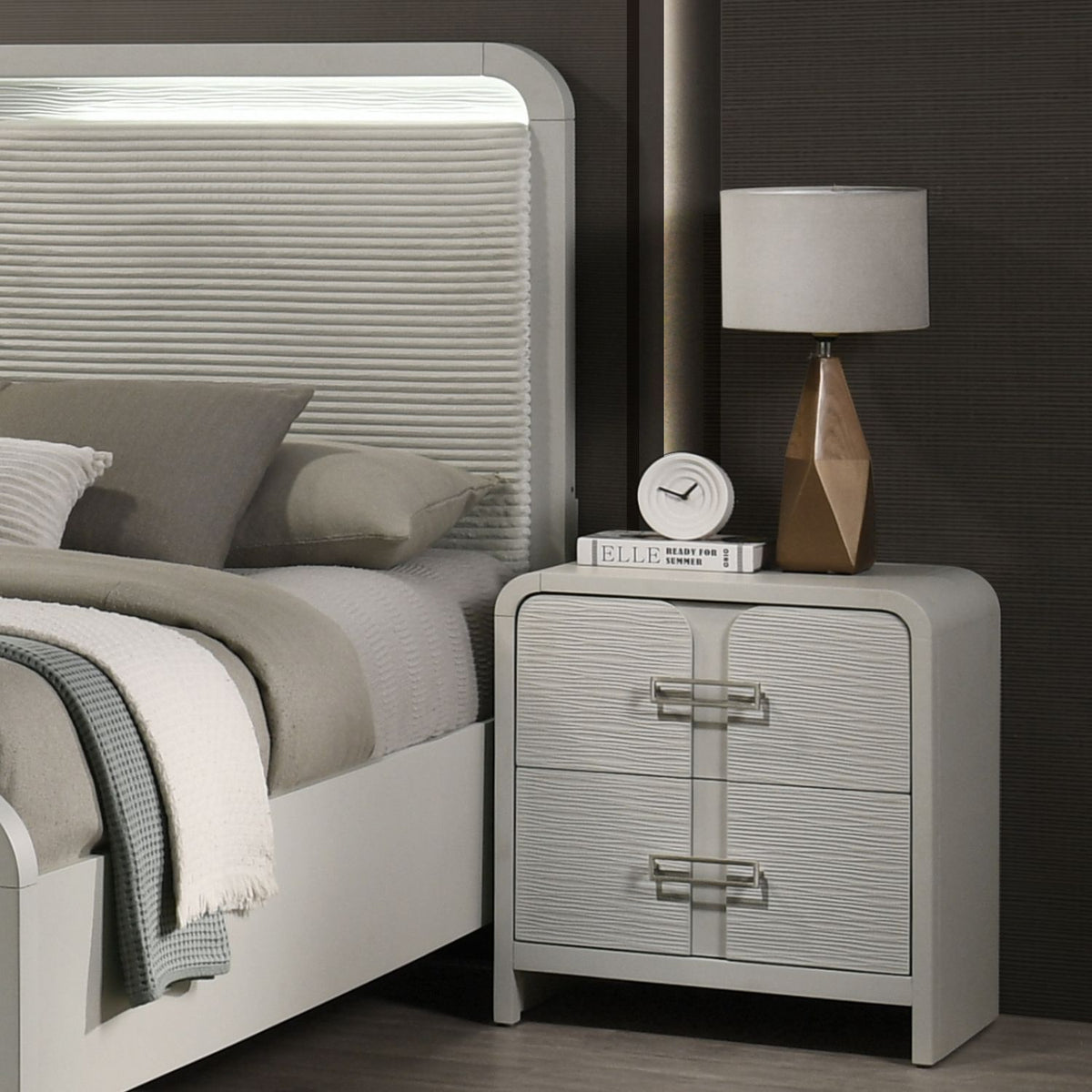 Aria - 2 Drawer Nightstand - Beige