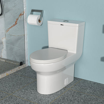 1 Piece Toilet & Dual Flush, Soft Closing Seat - White