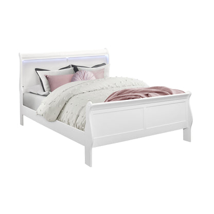 Charlston - Modern Sleigh Design Bed With LED