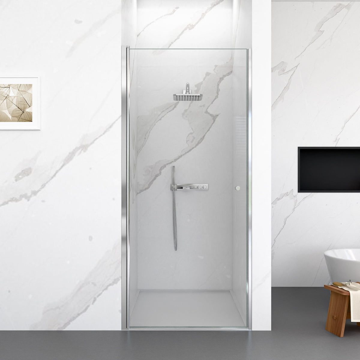 Semi Frameless Circular Pivot Shower Door With 1 / 4" Sgcc Tempered Glass