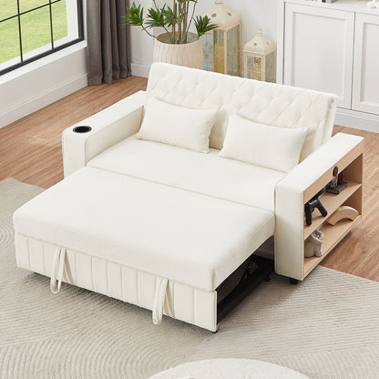 Pull-Out Sofa Bed Convertible Couch With Adjustable Backrest For Living Room