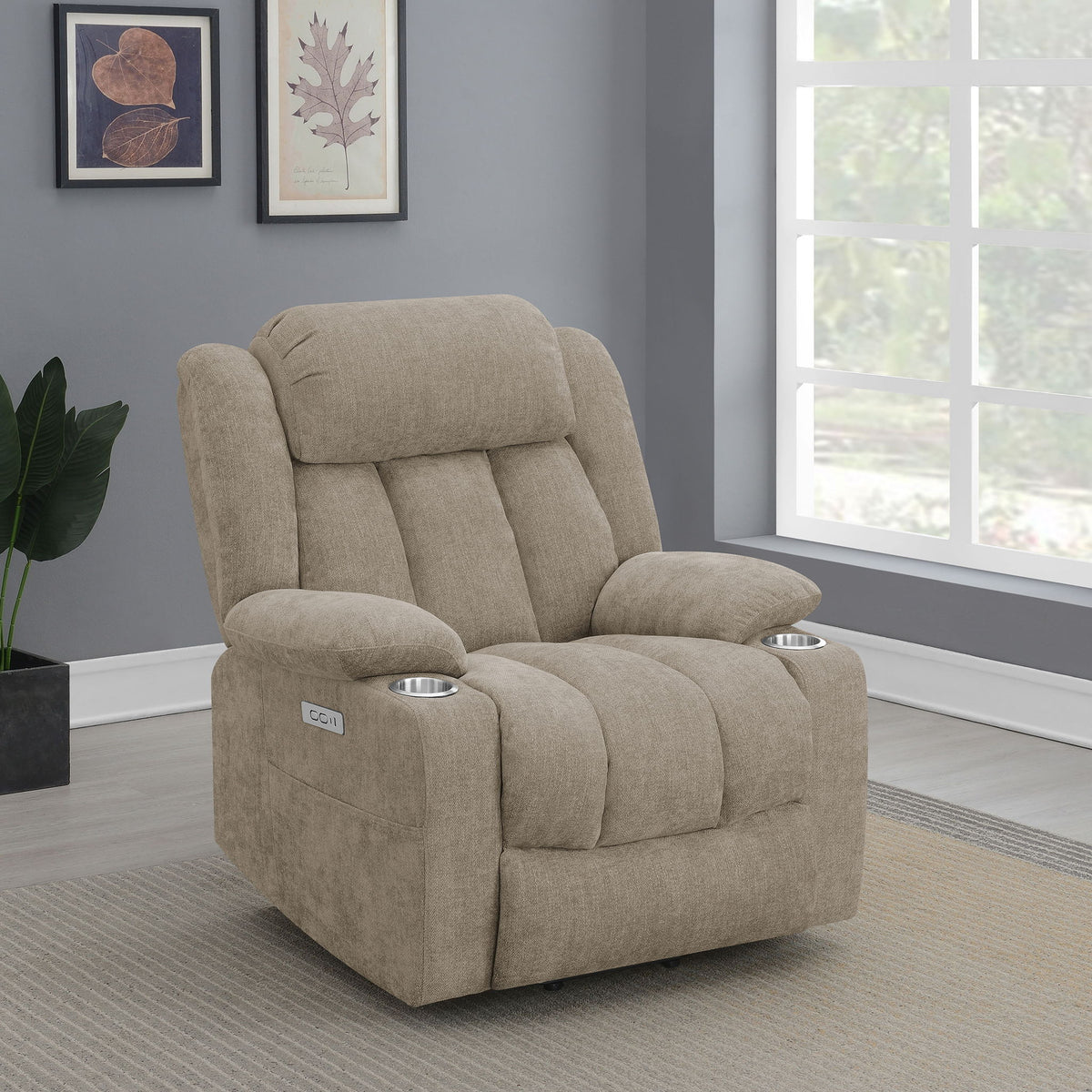 Beca - Upholstered Power Lift Recliner With Cupholders And USB Charging