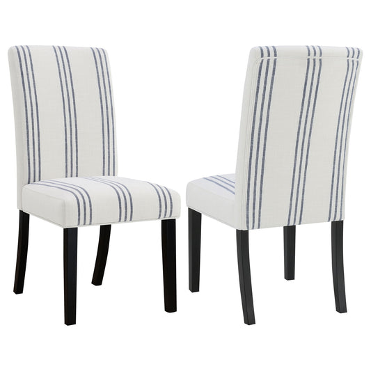 Draper - Upholstered Dining Chair (Set of 2) With Vertical Stripes - Beige