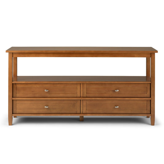 Warm Shaker - Wide Console Sofa Table - Light Golden Brown