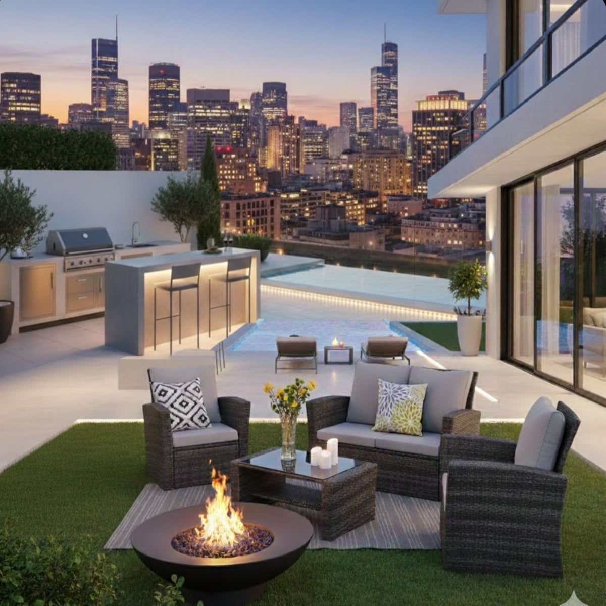 Modern Patio Set With Table And Cushions