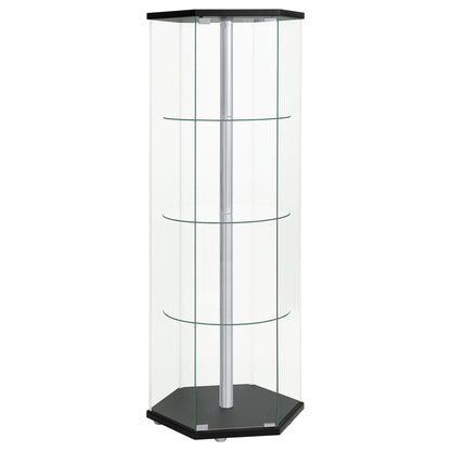 Tenley - 4 Shelf Curio Cabinet With Hexagonal Design
