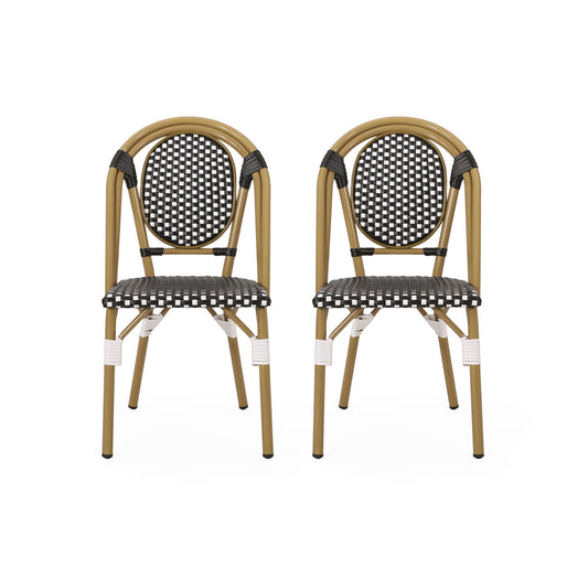 Outdoor Rattan And Aluminum French Bistro Chair Set