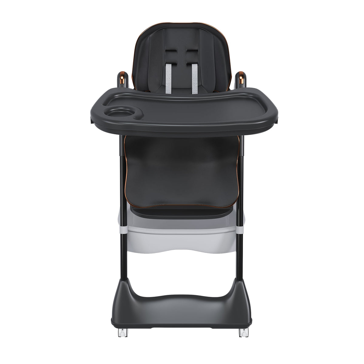 Adjustable Baby High Chair 0-6 Years, Portable Infant Feeding Seat With Safety Belt, Silent Lockable Wheels