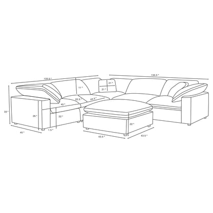 Segoura - 6 Piece Upholstered Modular Sectional With Ottoman - Gray