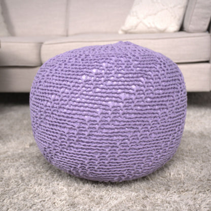 Bordeaux - Knitted Round Pouf Ottoman