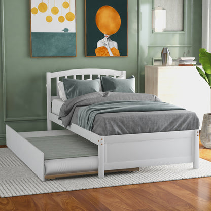 Platform Bed Wood Bed Frame With Trundle