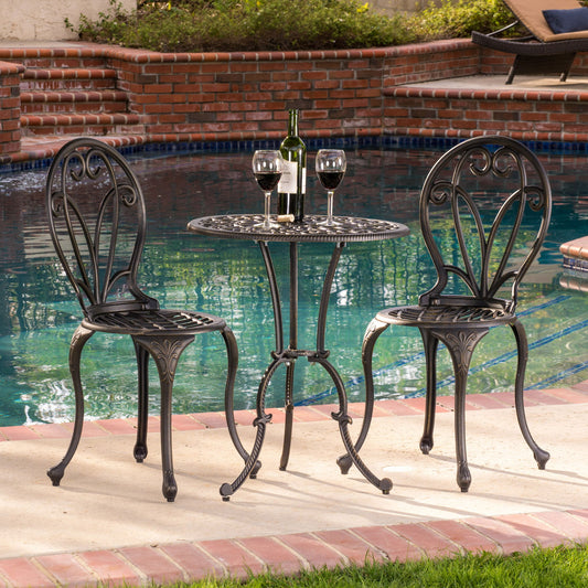Thomas - 3 Pieces Cast Bistro Set - Black / Gold