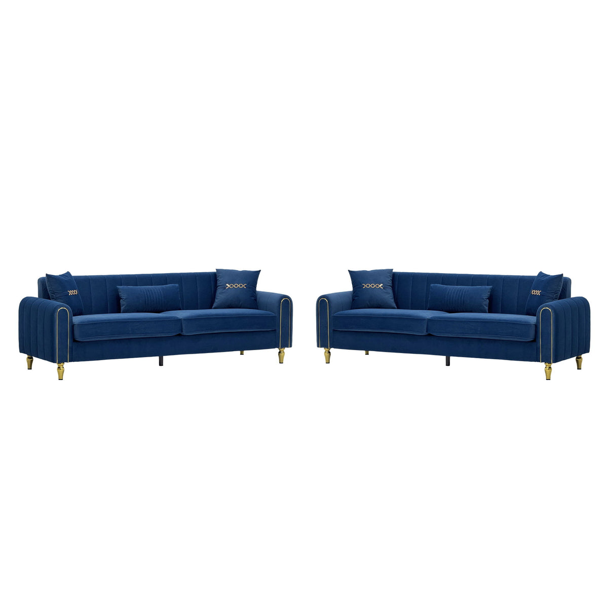 2 Piece Sofa 3 Seater Sofas Set - Blue