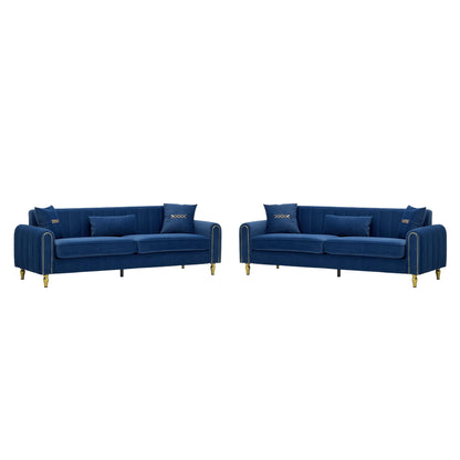 2 Piece Sofa 3 Seater Sofas Set - Blue
