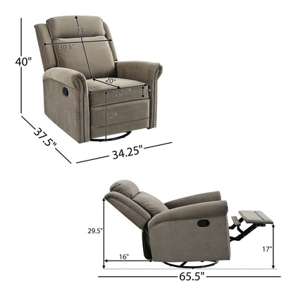 360 Degrees Swivel Recliner Manual Rocking Recliner Home With Adjustable Backrest