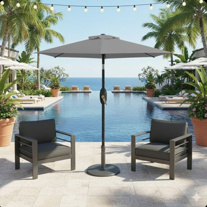 Umbrella With Crank Lift & Tilt, UV-Resistant Canopy For Patio
