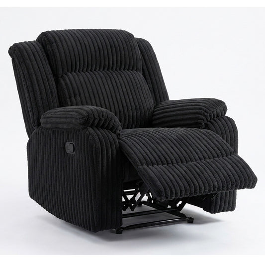 Motion Recliner Chair With Plush Armrests For Living Room, Soft Seat - Black