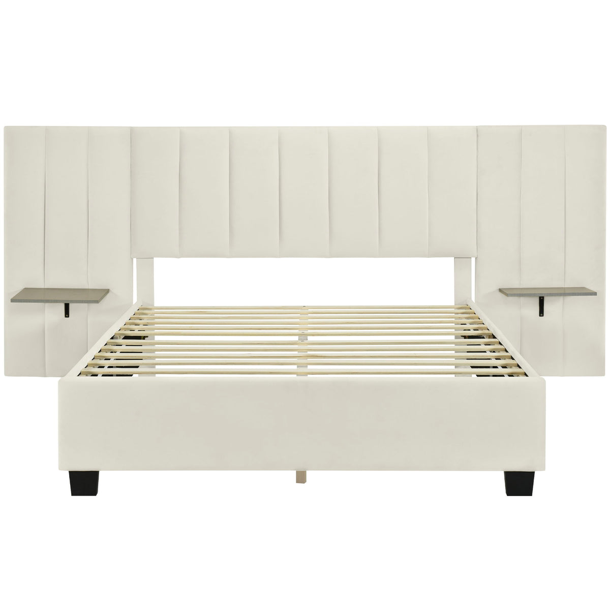 Upholstered Platform Bed With Big Headboard