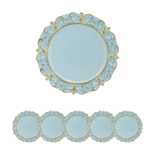 Plastic Charger Plate (Set of 6) - Blue / Gold