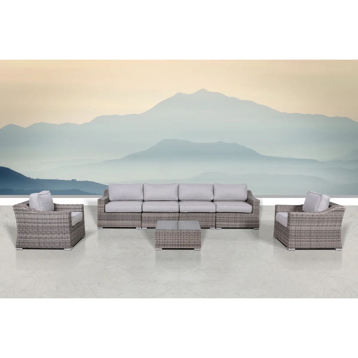 Outdoor Wicker Conversation Set With Cushions, All Weather