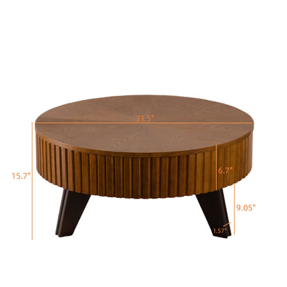 Round Retro Coffee With Solid Wood Legs