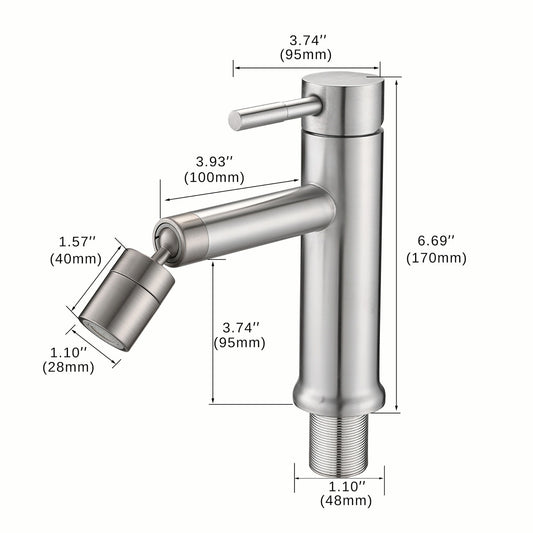 2 Mode Bathroom Faucet With 360 Degree Rotating Aerator For Sink