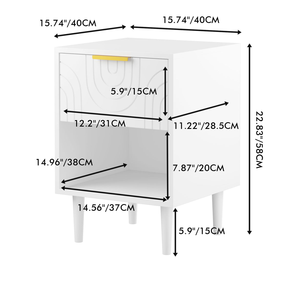 Nightstand With 1 Drawer And Open Shelf - White