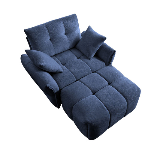 Ergonomic Single Seater Sofa With Ottoman, High Resilience Support Cushions