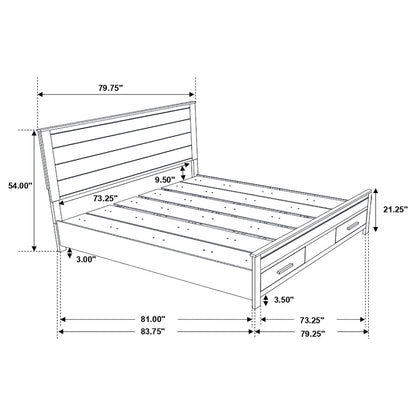 Greely - 5 Piece King Storage Bedroom Set Includes Bed, Nightstand, Dresser, Mirror & Chest - Rustic Brown