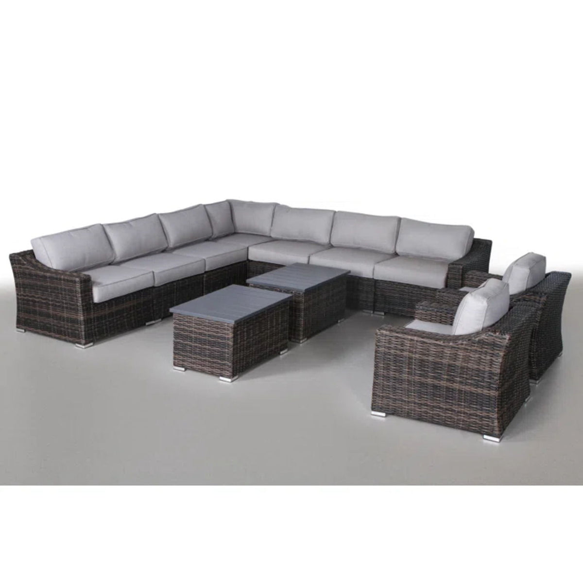 Resort 8 Person Wicker Patio Seating Set With Cushions - Espresso