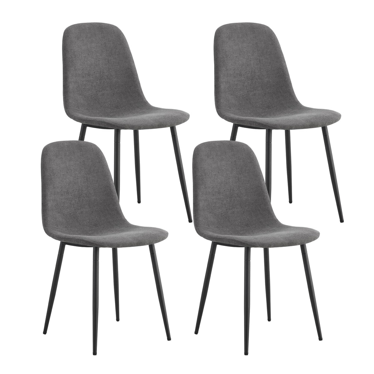 Modern Medieval Style Cushioned Side Chairs Set With Metal Legs For Kitchens