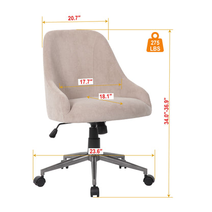 Ergonomic Office Enveloping Bucket Back Swivel Computer Chair - Beige