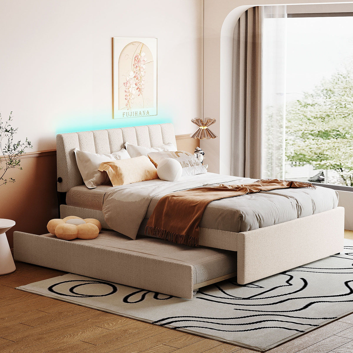 Upholstered Platform Bed With Trundle