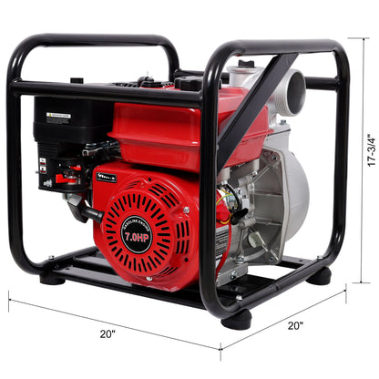 Gasoline Powered Water Pump 3" Inlet & Outlet, 264Gpm Flow, 7Hp Engine - Black / Red