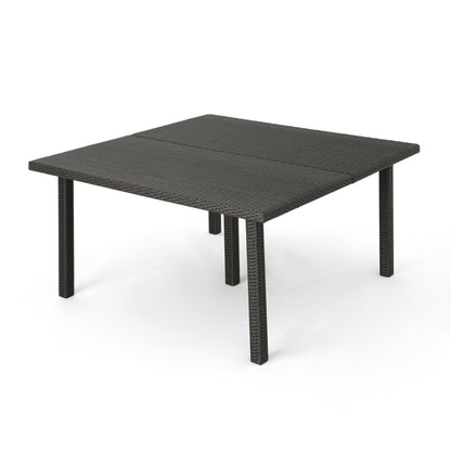 Outdoor Square Rattan Wicker Dining Table - Gray