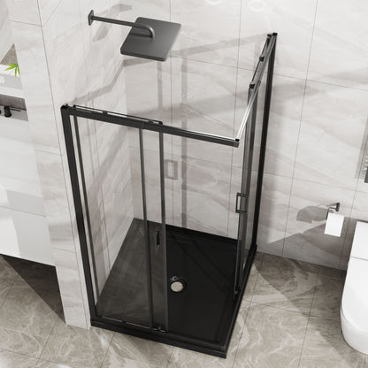 Corner Sliding Shower Door Combo With Base (No Drain Kit)