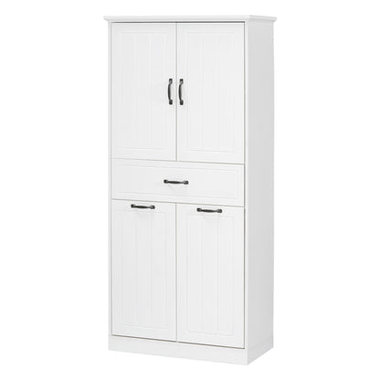 Modern Bathroom Storage Cabinet With Two Laundry Baskets, One Drawer, Adjustable Shelf