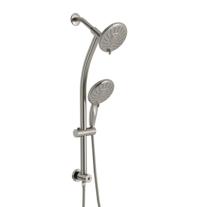 Dual Shower Head With Adjustable Slide Bar And Multi Function Settings