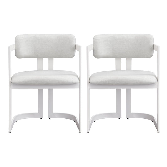 Upholstered Dining Armchairs (Set of 2) - Beige / White