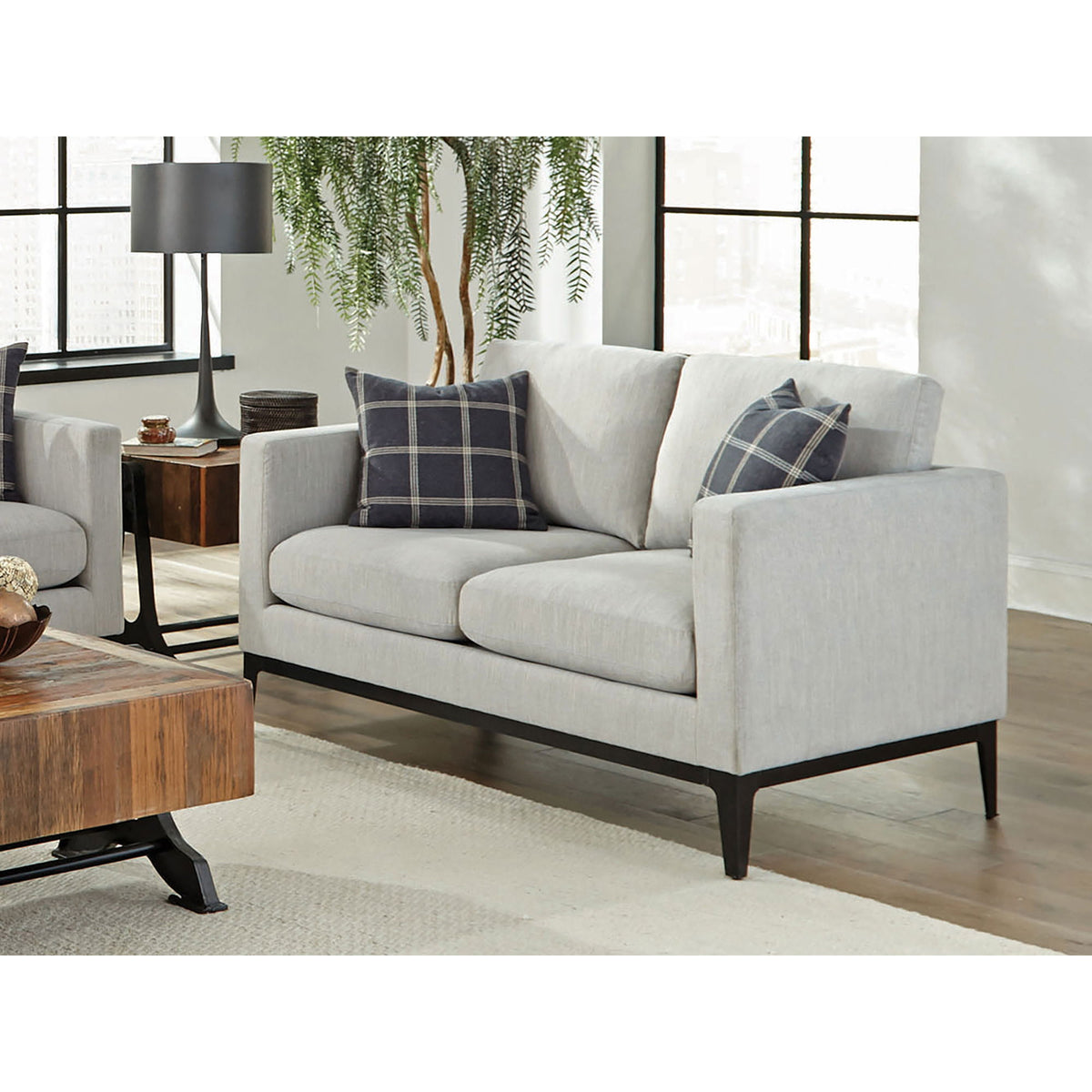 Saba - Cushion Back Loveseat With Pillow Top Arms - Light Gray