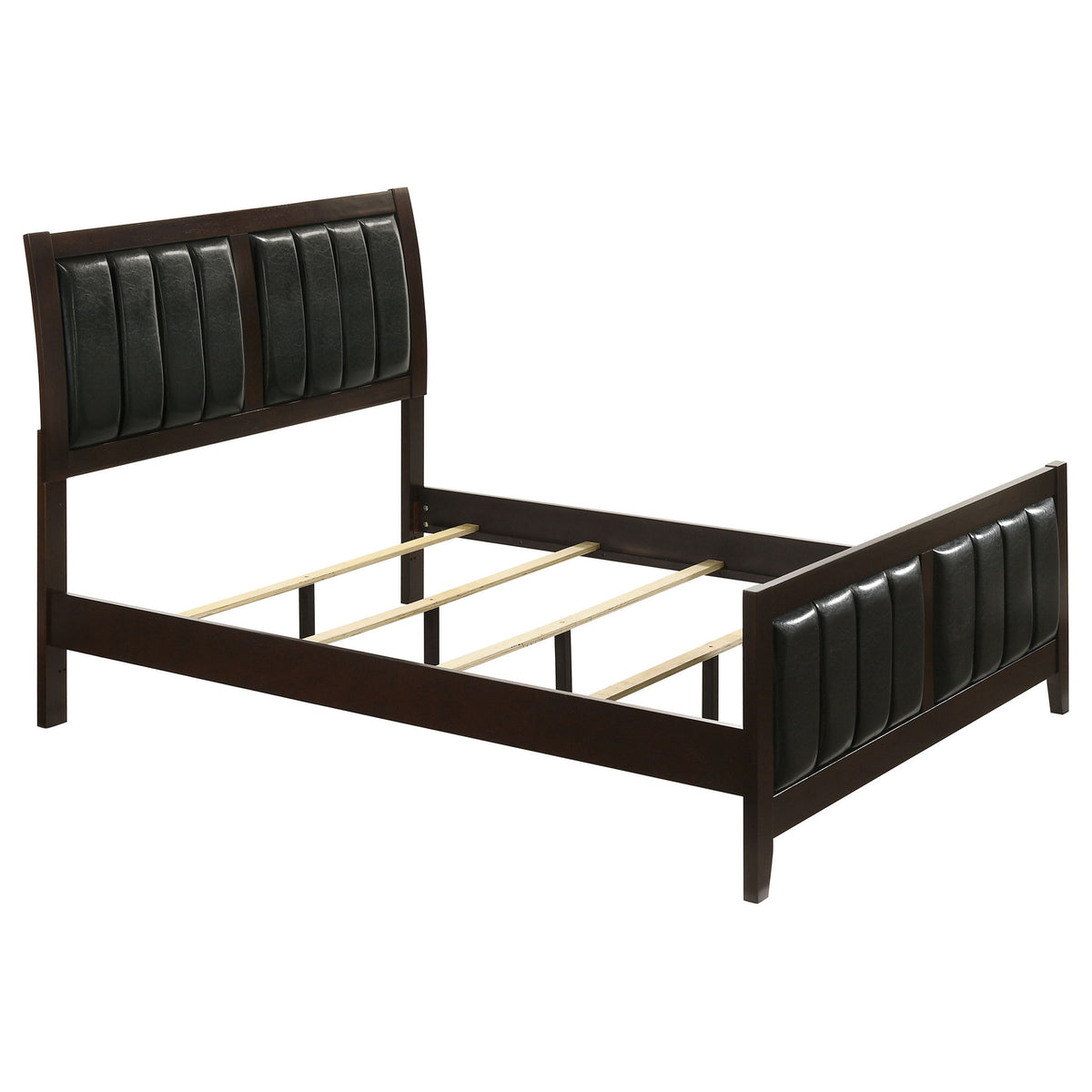 Full Panel Bed With Tufted Headboard Frame - Brown