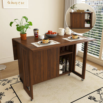 3 In 1 Foldable Side Table With 4 Storage Shelves