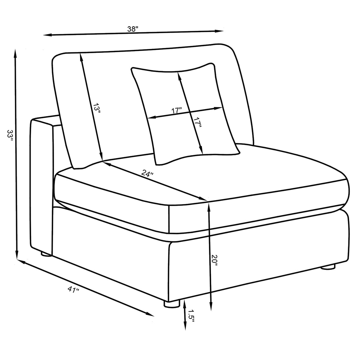 Duncan- Armless Chair With Removable Cushions