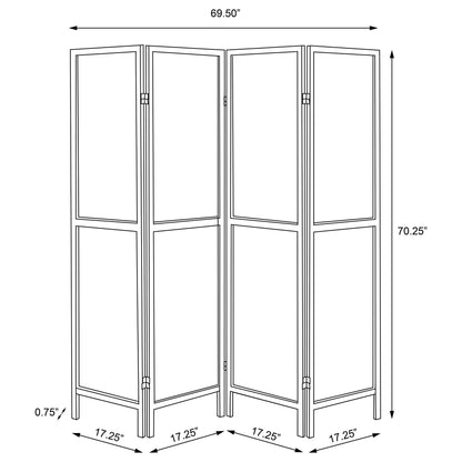4 Panel Folding Screen, Space Divider - Brown