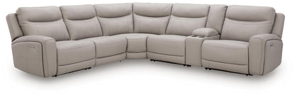 Gravier - 6-Piece Power Reclining Sectional With Storage Console - Gray