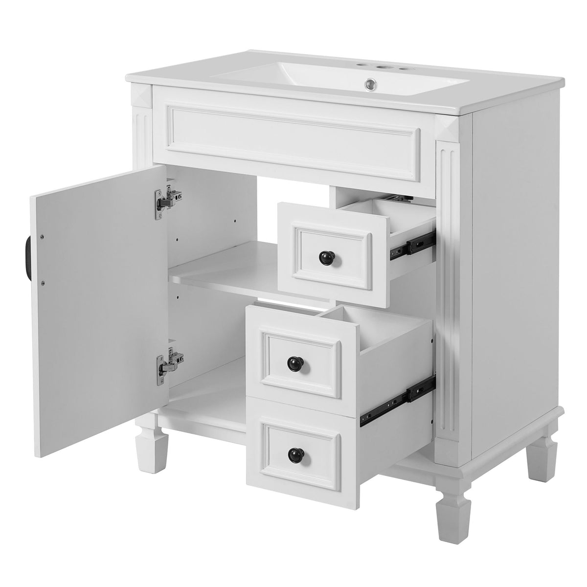 Bathroom Vanity With Sink, Cabinet With 2 Drawers And Adjustable Shelf